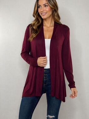 ✨ Apt. 9 Burgundy Open Front Cardigan | Size L | Lace Back Detail 🍷✨